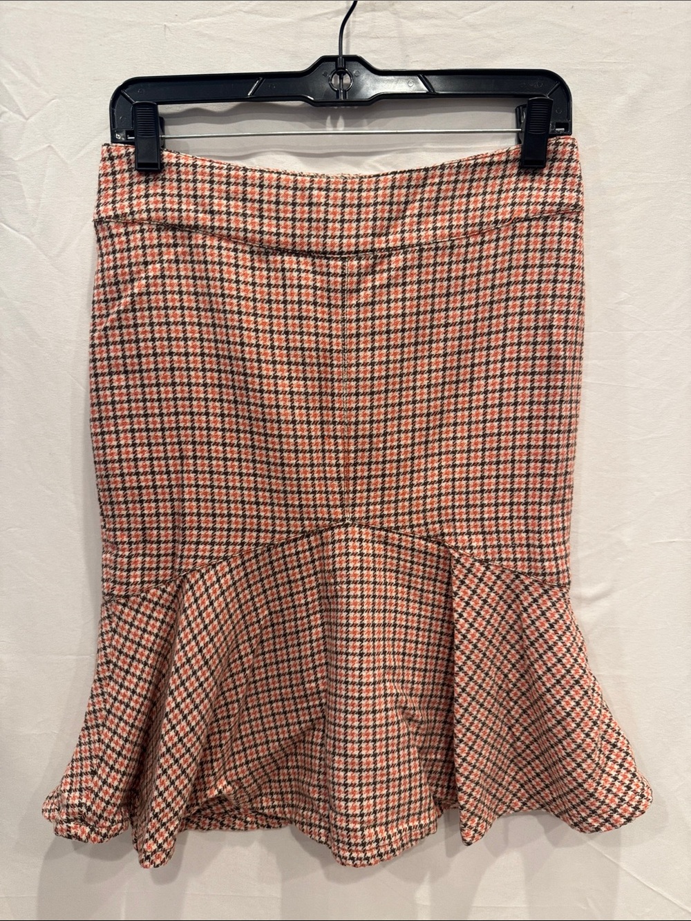 Womens Pink Houndstooth Flounce Hem Wool-Blend Mini Skirt 6